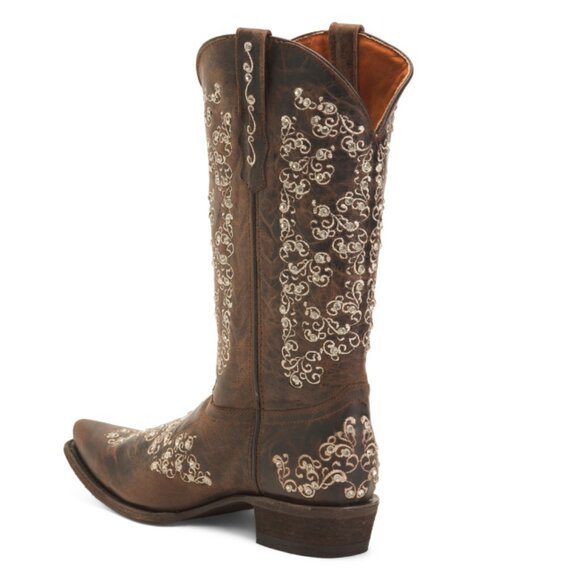 VACCARI BOOTS mocha Made In Mexico Leather Brooklyn Western Boots - Picture 2 of 2